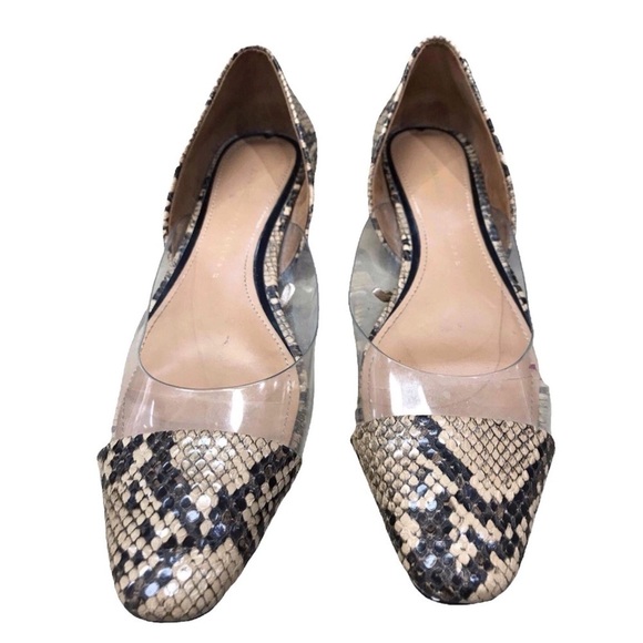 Zara Basic Snake Print Clear Panel D'Orsay Flats - Picture 1 of 9
